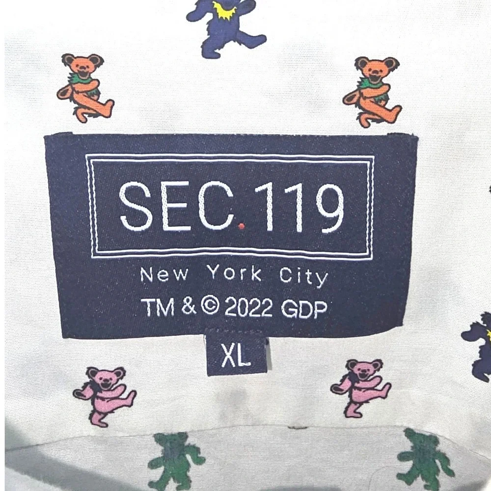 SEC 119 Grateful Dead Dancing Bears Shirt Mens XL White Short Sleeve Button Down - Picture 6 of 11